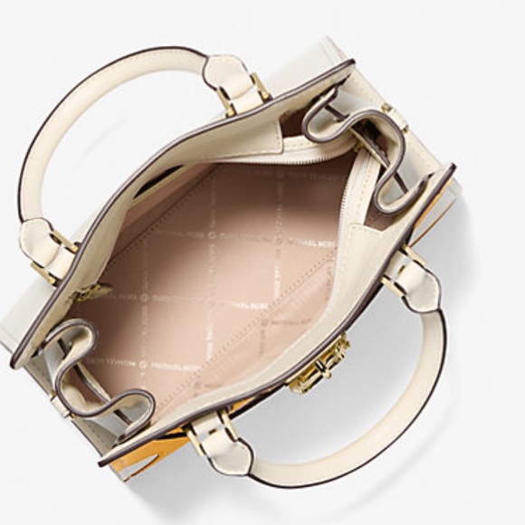 MICHAEL KORS Hamilton Small Two-Tone Satchel GOLDEN ROD MULTI - Picture 9 of 15